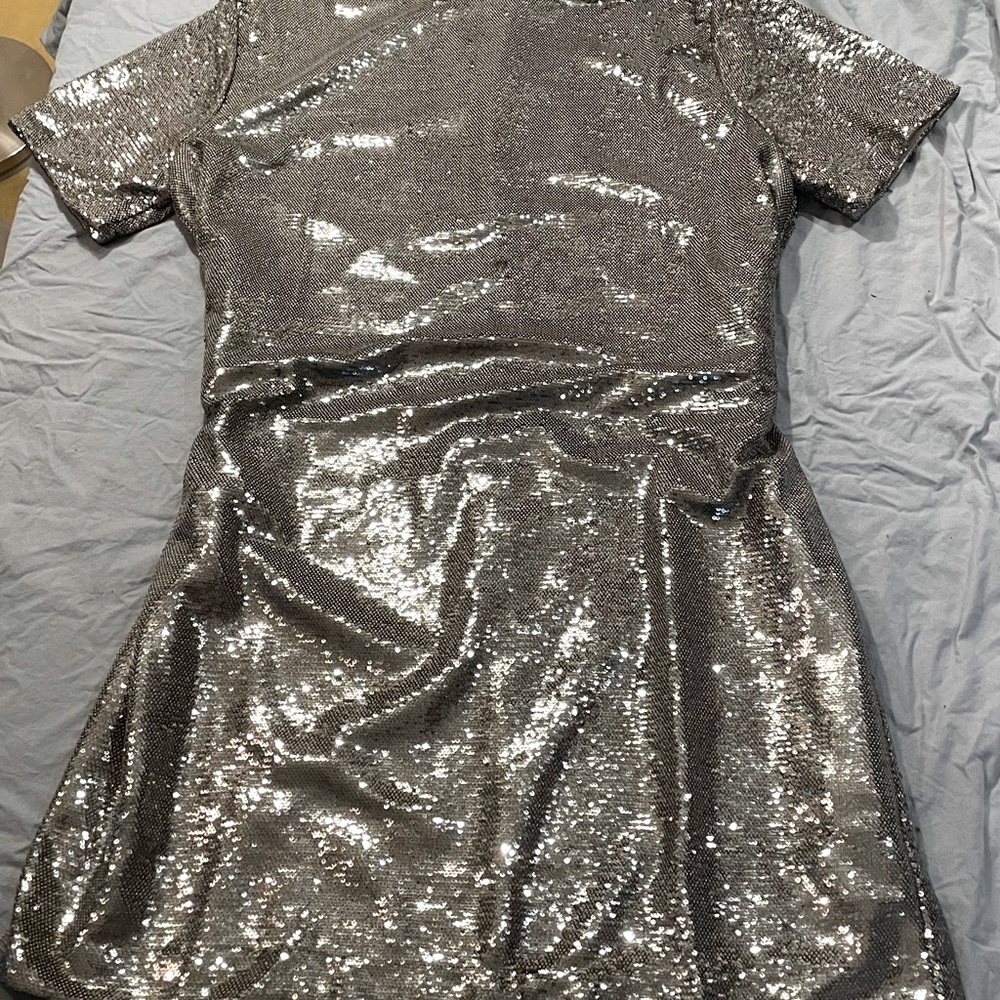 Gap silver sequin mini tee shirt dress. Relaxed fit - new never worn